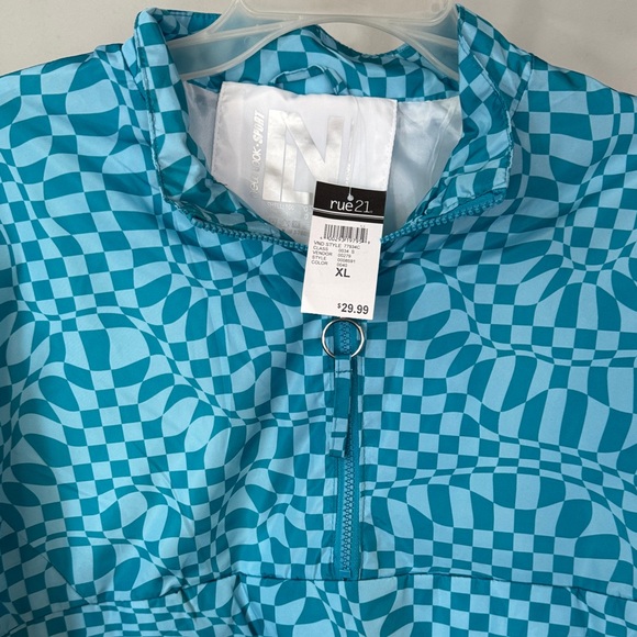 rue21 Turquoise Checkerboard Half-Zip Pullover NWT XL - Picture 3 of 9